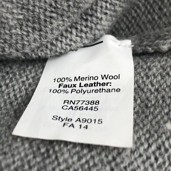 J Crew Womens Small Crewneck Merino Wool Sweater Gray Brown Faux Leather Pockets - Picture 11 of 11